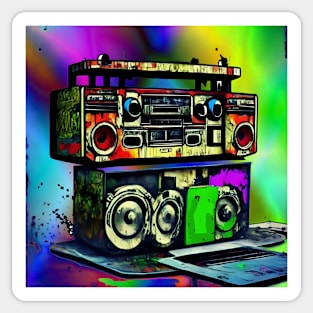 Boom Box Psychedelic Trippy Hip Hop Vibrant Gift Rap Radio Sticker